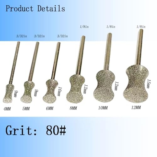 6 Pcs Concave Arc Diamond Burs – Fine Grit Diamond 240# Bracelet Making Burr