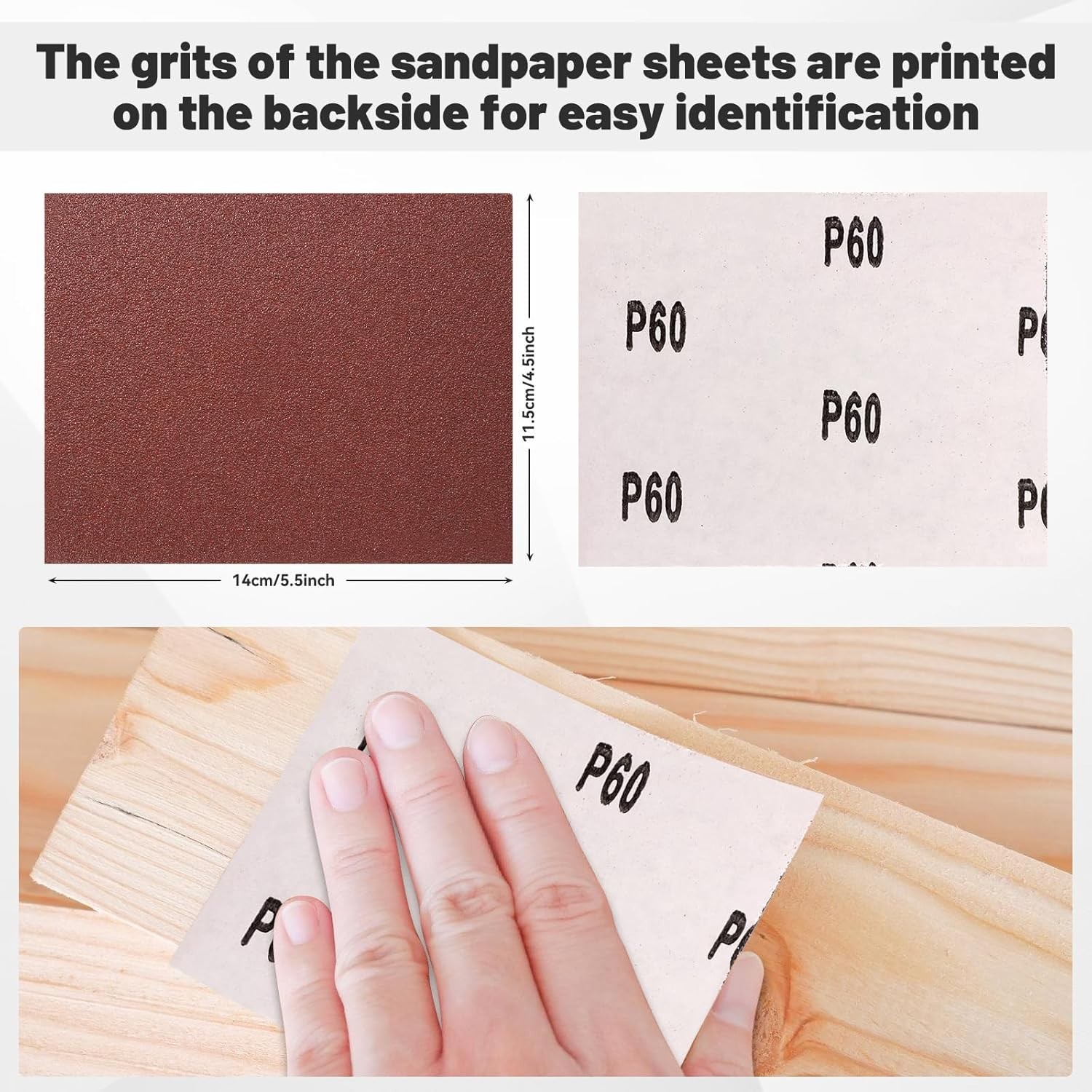 1/4 Sandpaper Sheet,4-1/2″*5-1/2″ Assorted120-180-240,50PACK