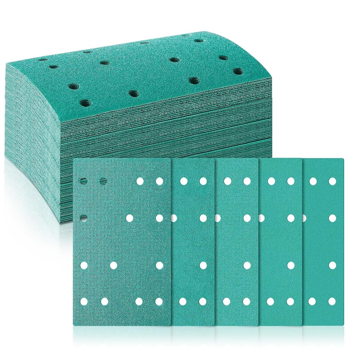 75 Pcs 3″ x 5″ Sandpaper Assortment Compatible14 Hole 80, 120, 150, 180, 240 Gri