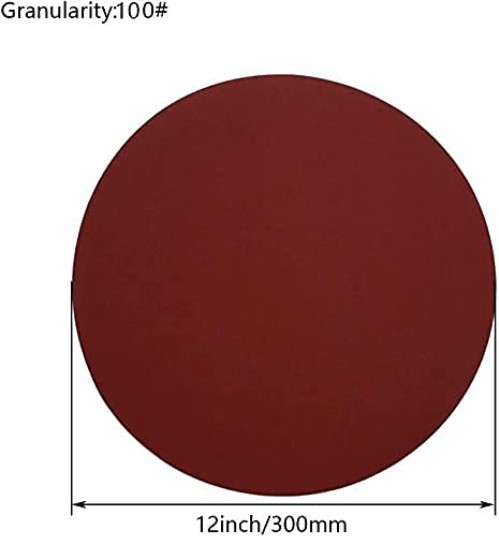 Efficient 12-Inch 100 Grit Sandpaper Discs with Self-Stick Adhesive – 5 Count