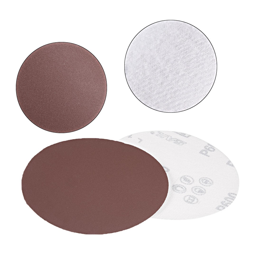 50Pcs 5 Inch Hook and Loop Sanding Disc 600 Grits Flocking Sandpaper Brown