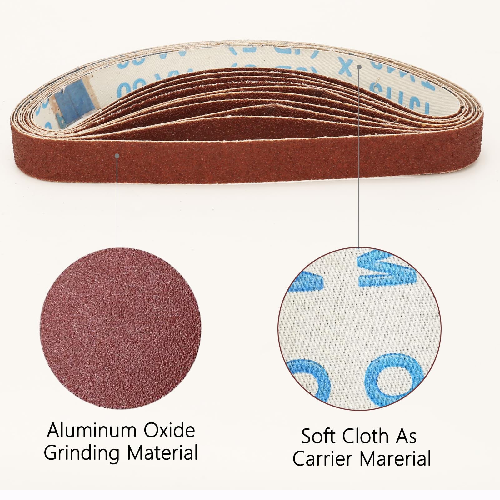 3/4×20.5 Inch Aluminum Oxide Sanding Belts 20 Pcs 60-600 Grits Assorted
