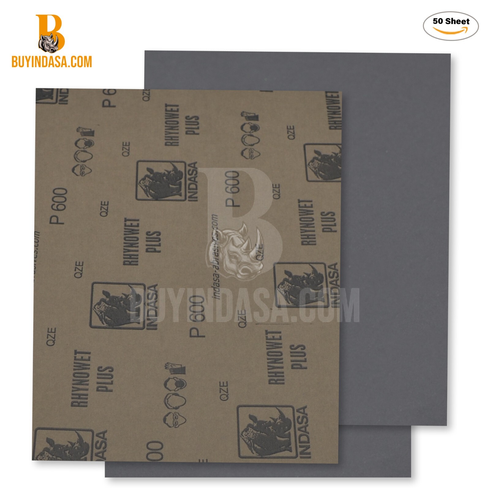 Indasa 50 PCS 9×11” Rhynowet Wet & Dry Sandpaper Sheets, 80-2500 Grit Range