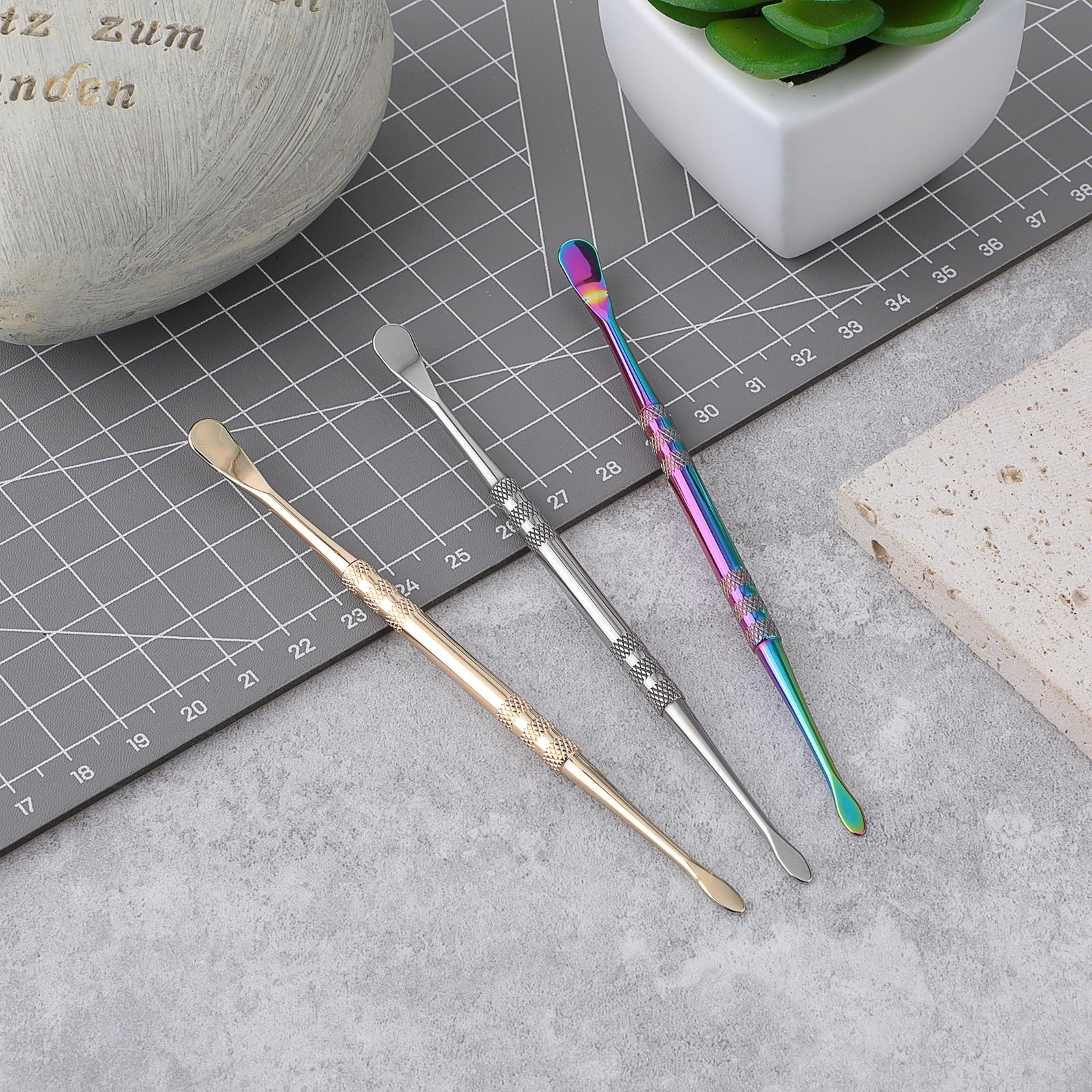 3Pcs Wax Carving Tools Stainless Steel, Double-Ended Sculpting Spoon Tools, 4.8′