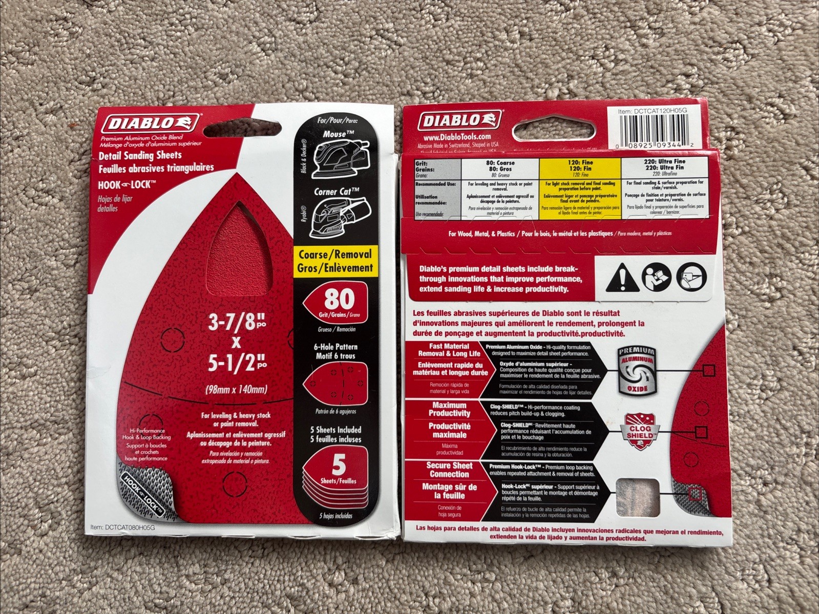 NEW Diablo 5-Pack 80 Grit Mouse Sanding 6 Hole Pattern 3-7/8” x 5-1/2”.