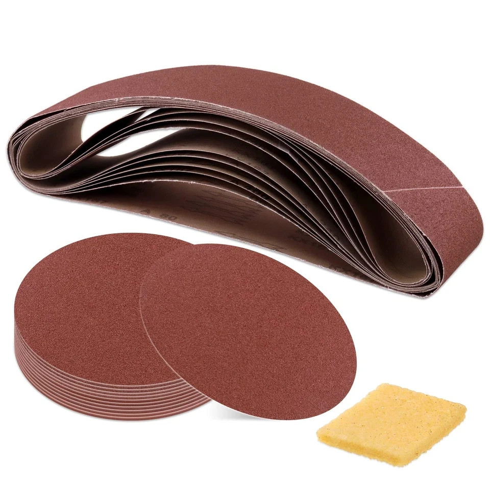 Glarks 23Pcs Sanding Belts and Sanding Discs Set Including 10Pcs 4 x 36 Inch …