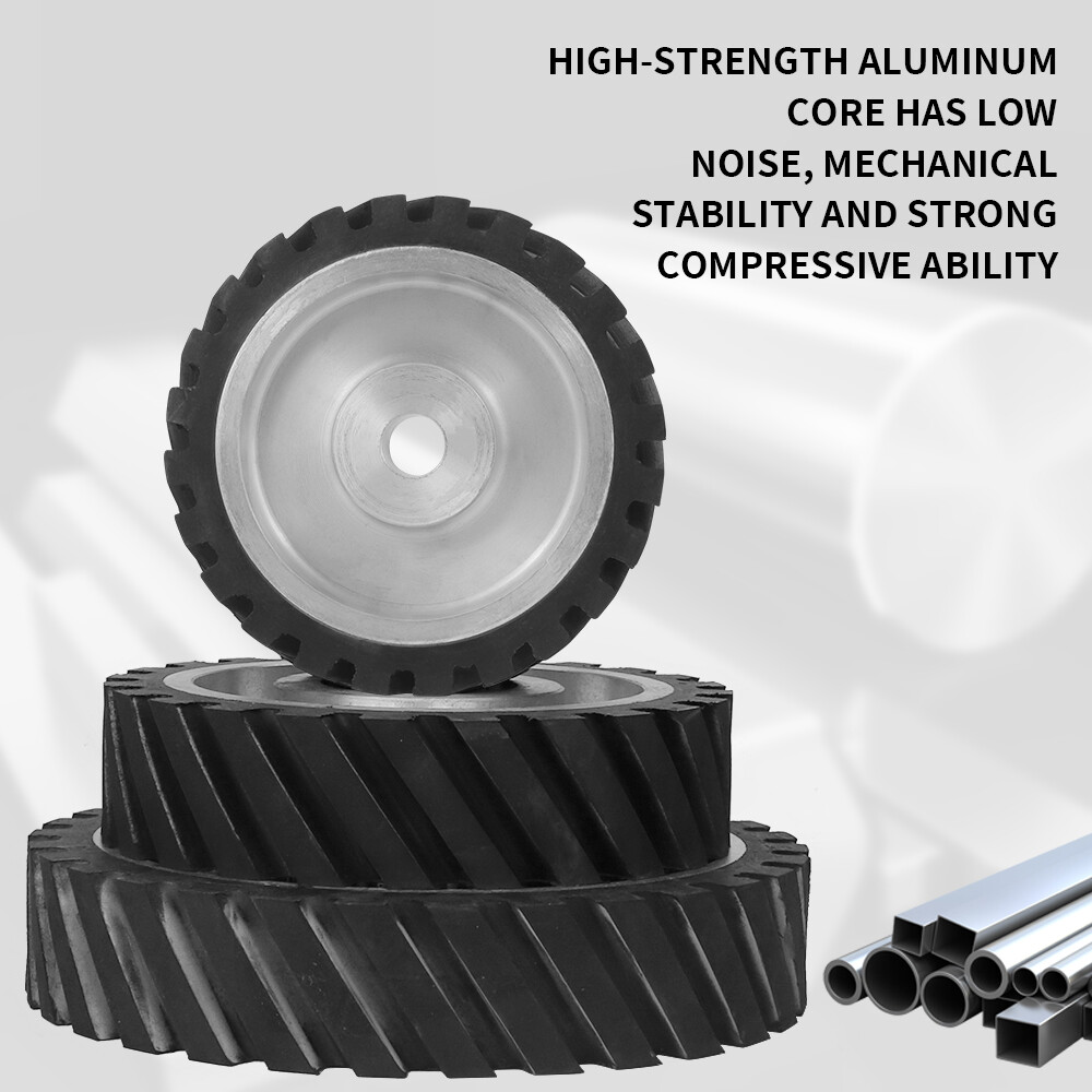 150mm/200mm/250mm Rubber Serrated Sand belt Grinding Contact Wheel Abrasive Tool