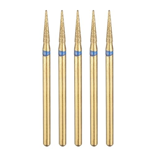 5pcs 120-140 Grits Diamond Grinding Bit 2mm Tapered Head 2.35mm 2x10mm Blue