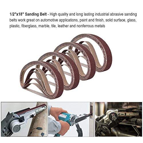 1/2 Inch x 18 Inch Sanding Belts, 40 Grits Aluminum Oxide Assorted Sizes