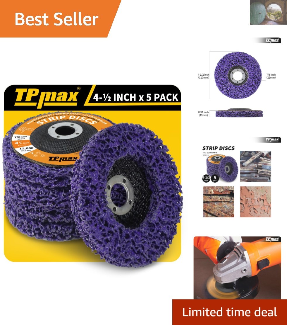 Durable 4.5″ Stripping Wheel Discs for Grinding and Rust Removal – 5 Pack