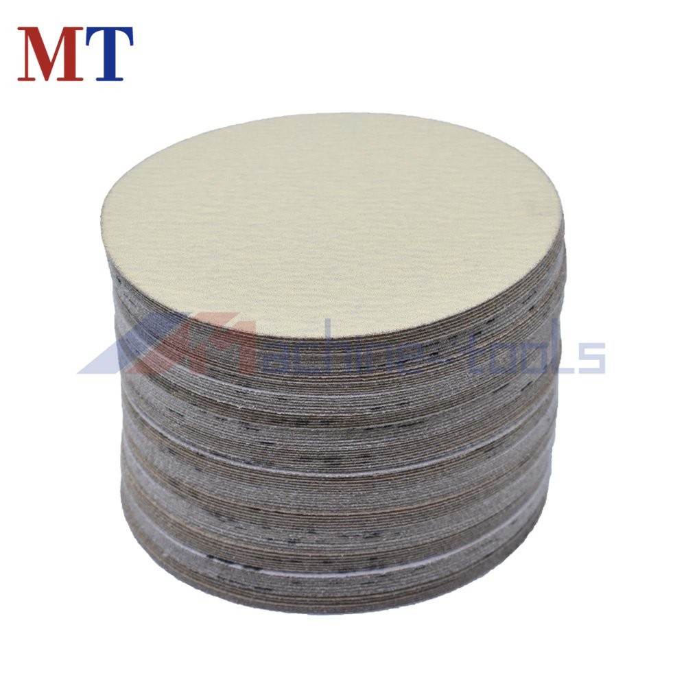 100 Pcs 120 Grit 6″ NO-Hole Disc Hook Loop Pads Sanding Discs Flocking
