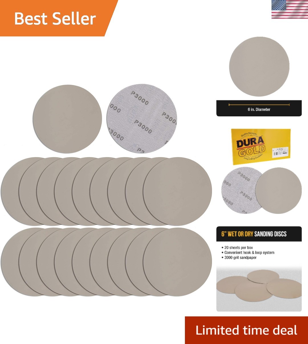 6″ Wet or Dry Sanding Discs – 3000 Grit, Box of 20 – High-Performance Sandpap…