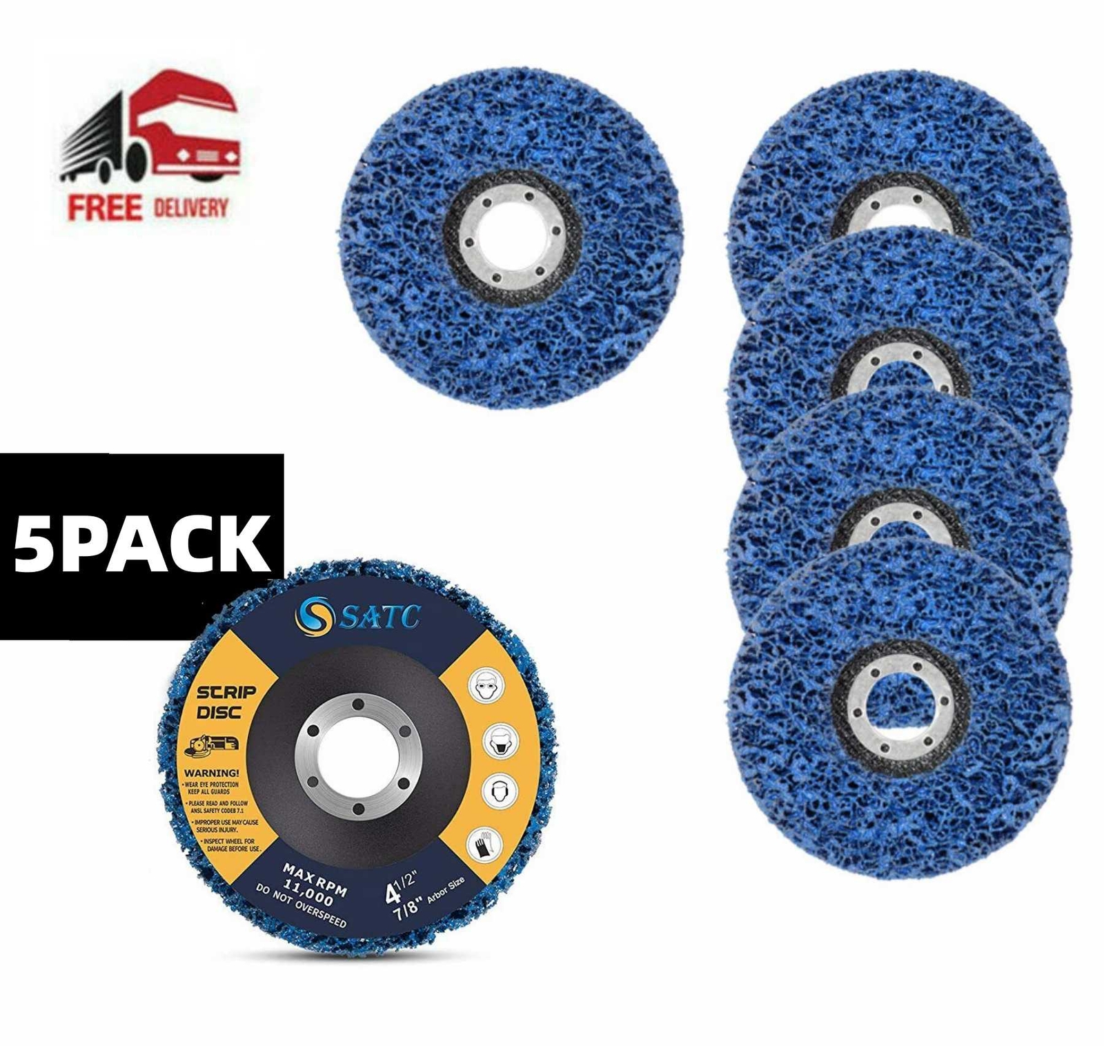 5PACK 4.5 inch Strip Discs 4-1/2″ x 7/8″ Bule Stripping Wheels for Angle Grinder