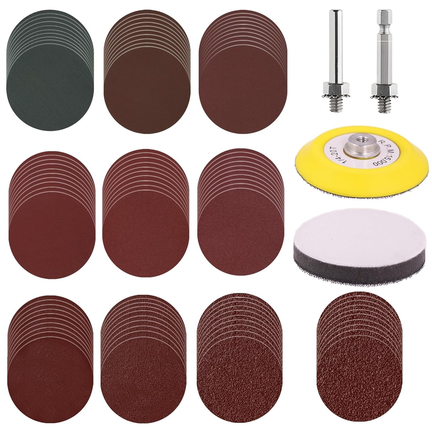 100pcs 3 Inch Sanding Discs Hook and Loop, Drill Sander Pads Attachment for R…