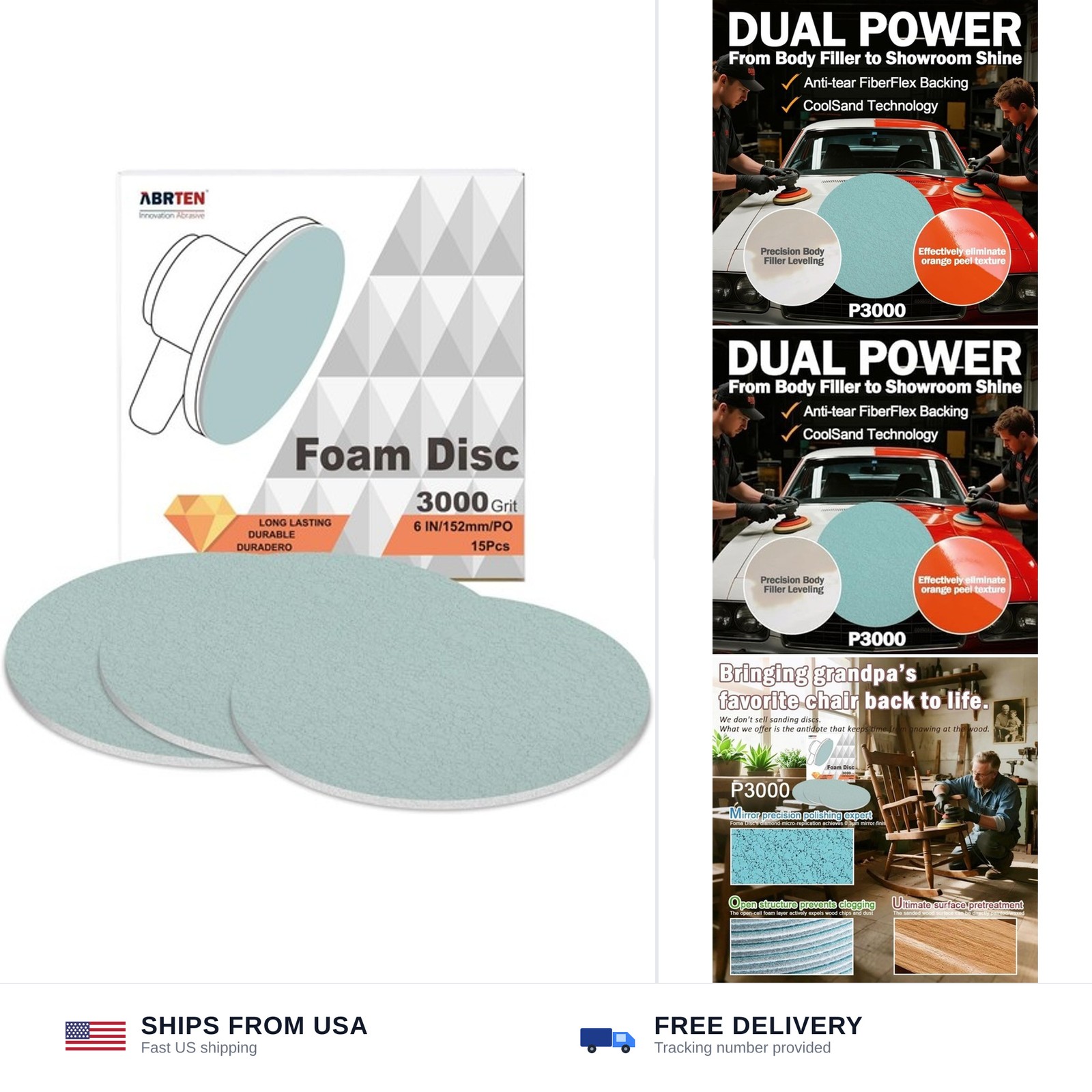 6″ P3000 Foam Discs for Orange Peel Removal & Clear Coat Refinement | Uniform…