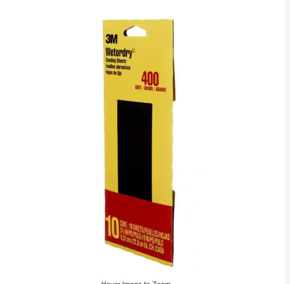 3M Wetordry Sandpaper, 3-2/3 in. x 9 in, 400 Grit, Super Fine, 10 Pack