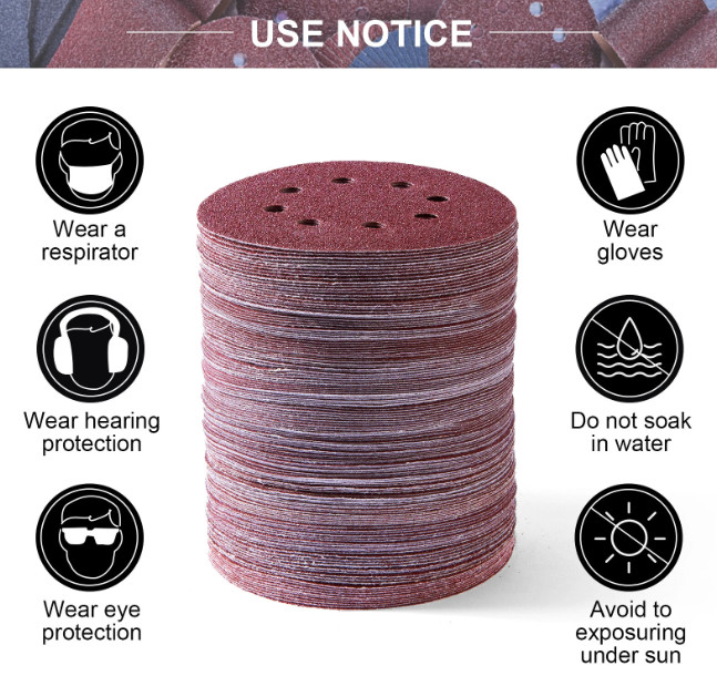 300PCS 5 Inch 8-Hole Sanding Discs Hook and Loop Multi-Grit 60-600 Assorted