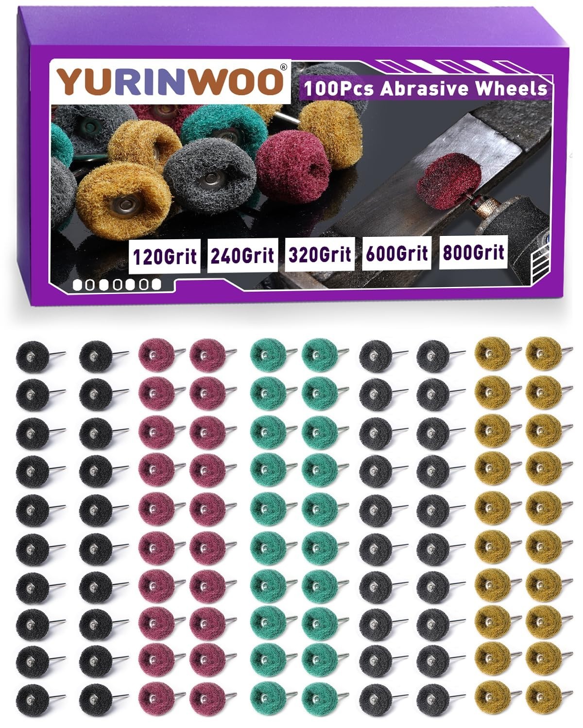 100 PCS Polishing Buffing Wheels Set for Dremel Rotary Tool – 1/8″ Shank, Metal,