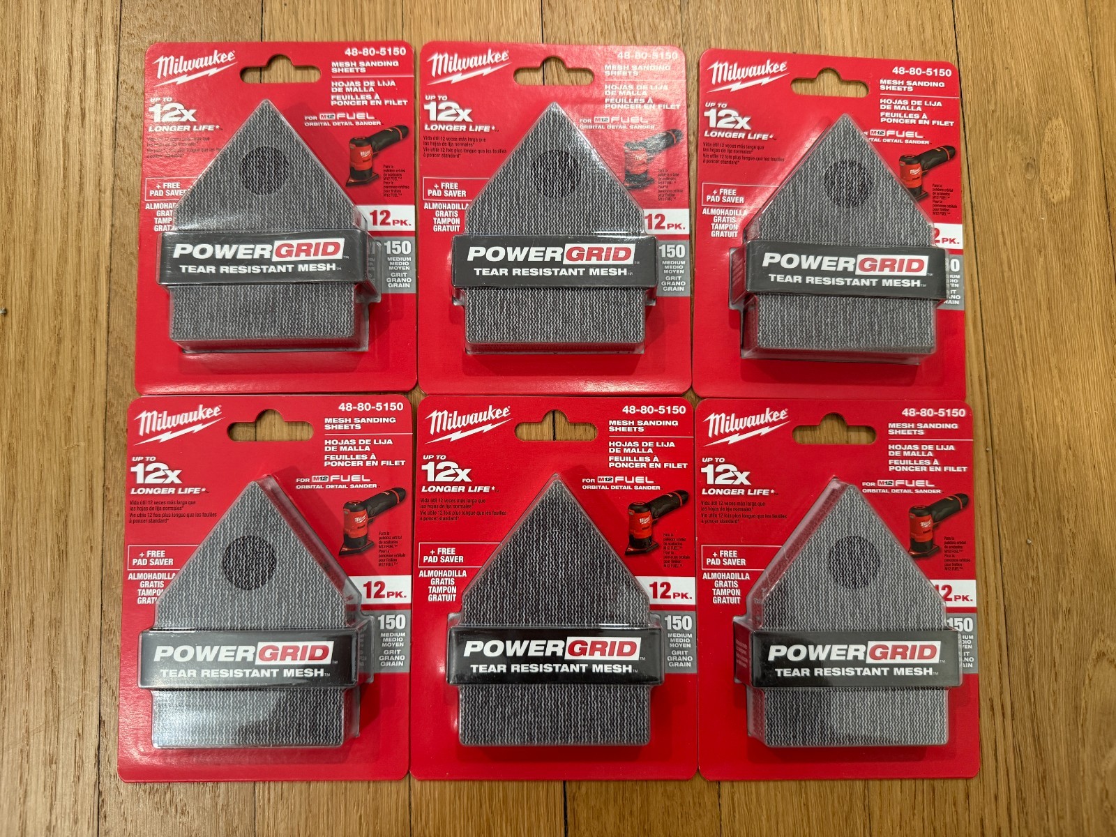 Milwaukee 48-80-5150 12 Medium Grit Mesh Sanding Sheets 12PK (6 count/72 sheets)