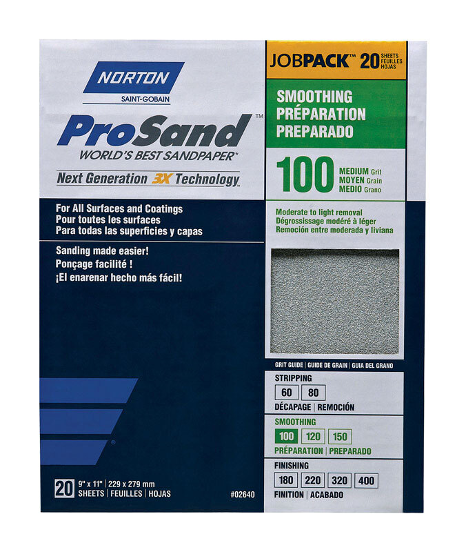 Norton 7660768173 100-Grit Aluminum Oxide Medium Sandpaper 11 L x 9 W in.