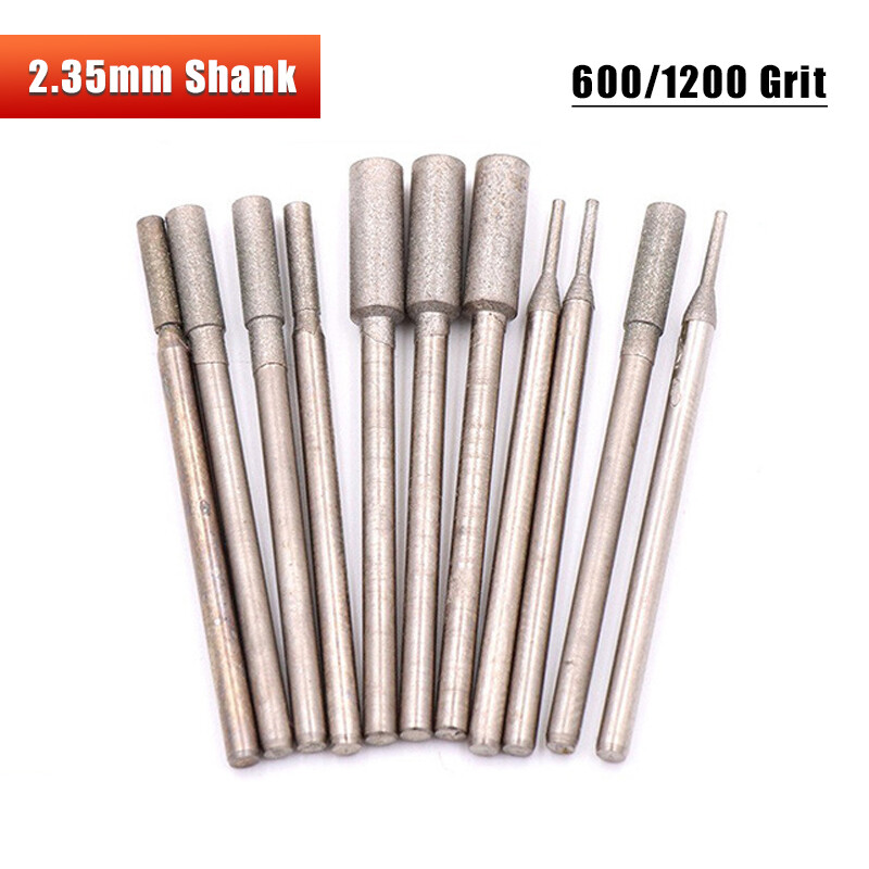 2.35mm Shank Cylindrical Grinding Head Jade Agate Polishing Tool 600/1200 Grit
