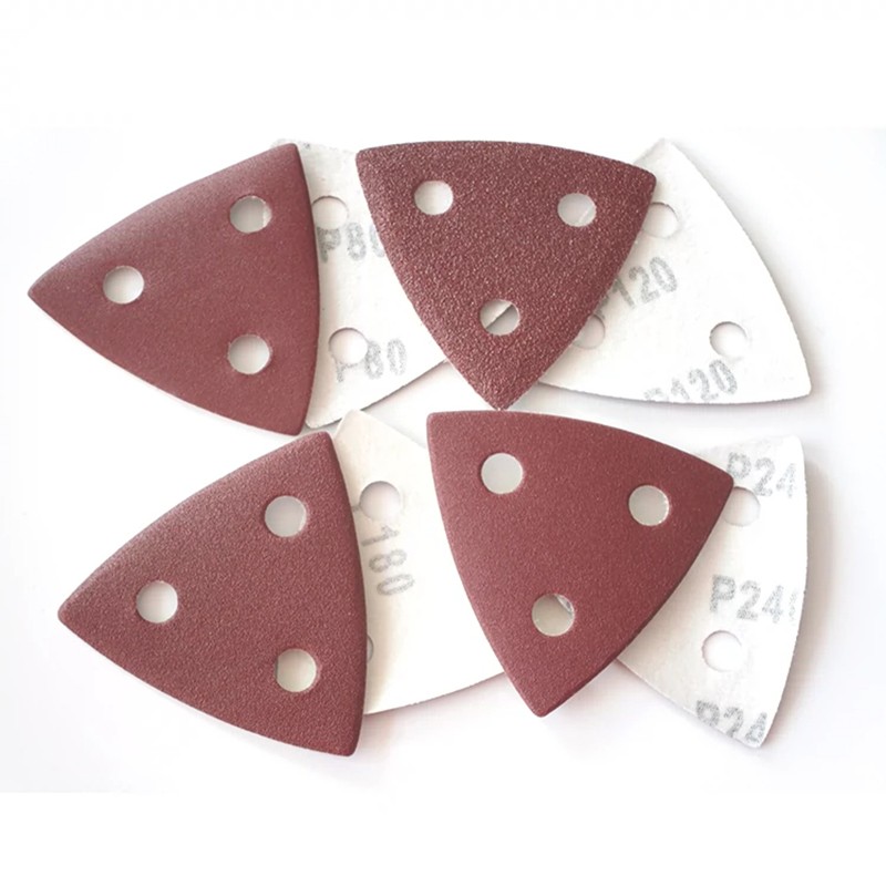 80*80*80mm 3 Hole Triangle Red Sandpaper Sheets Sanding Polishing 40-2000 Grit