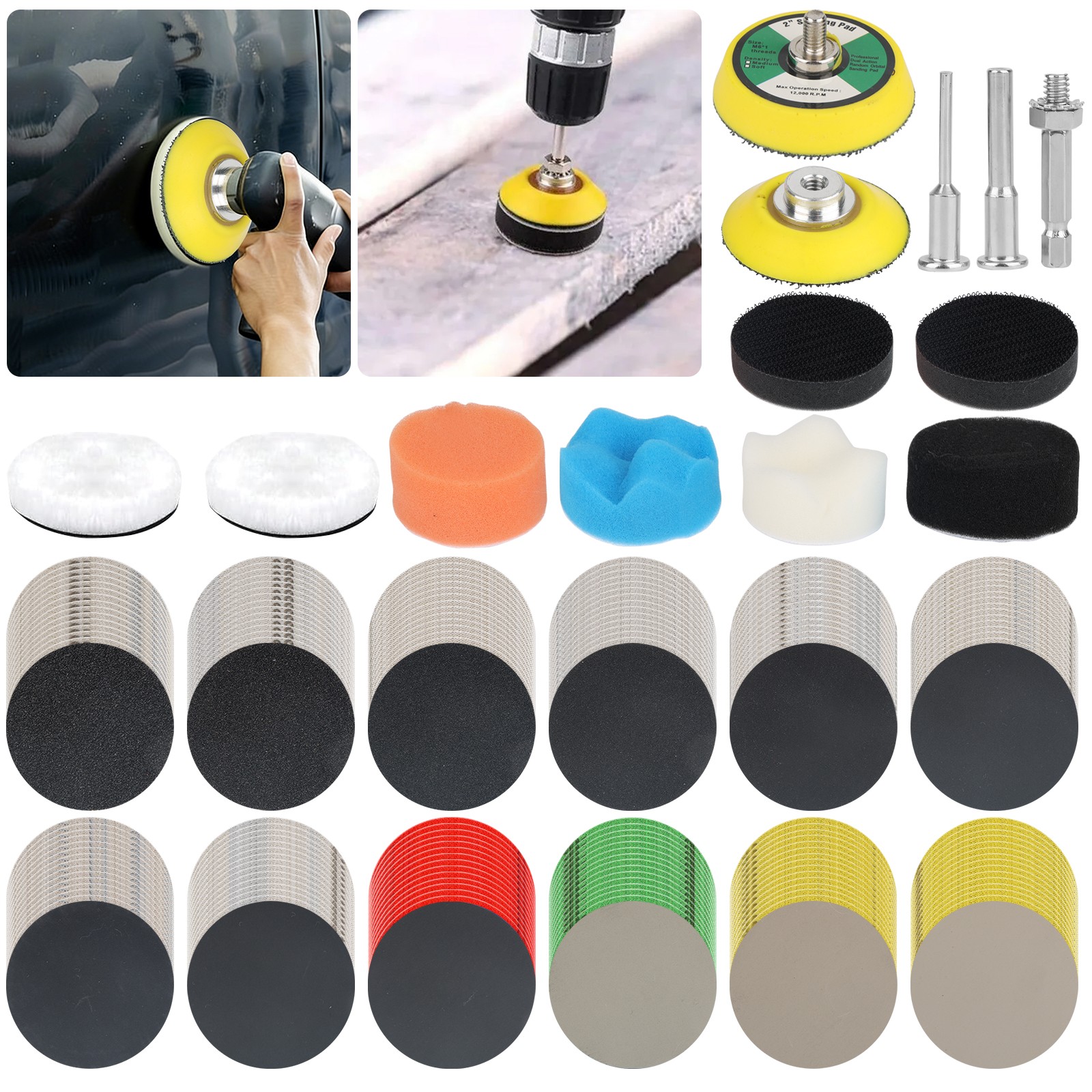 193pcs 2″ 60-10000Grit Sanding Discs Hook & Loop Wet Dry for Dremel Rotary Tool