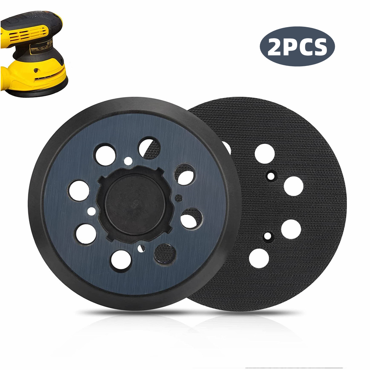 2Pcs 5in Hook Loop Orbital Sander Pad Replacement for Dewalt DWE64233 N329079