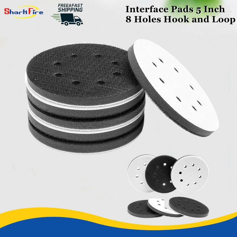 5pcs 5In 8 Holes Hook and Loop Soft Sponge Cushion Interface Buffer Backing Pad
