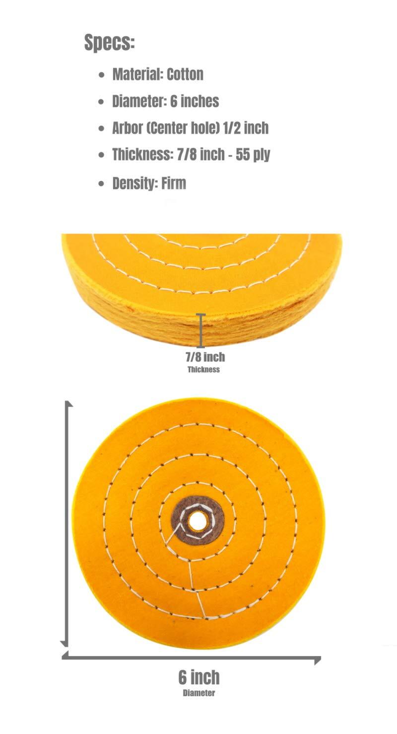 Buffing Wheel For Bench Grinder Extra Thick Set Of 2 6inch Yellow Firm