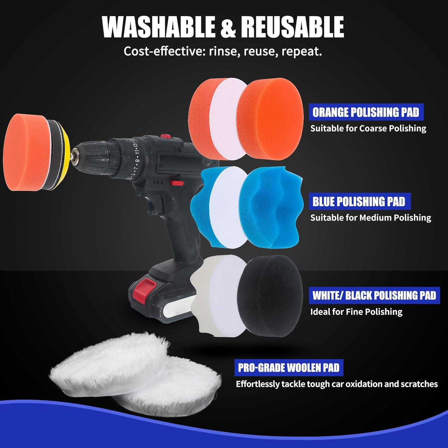133 PCS Sanding Disc Drill Polishing Kit Sanding Attachment, 3 Inch Wet Dry Hea
