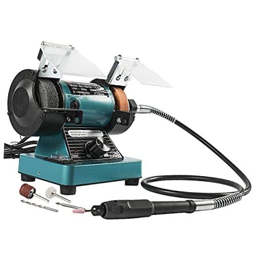 Mini Bench Grinder with Variable Speed for Polishing, Buffing, and Jewelry
