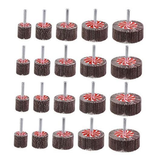 20 Pcs 5 Sizes 60/80/120/240 Grits Abrasive Flap Wheel Sander, 1/4 Inch Shank