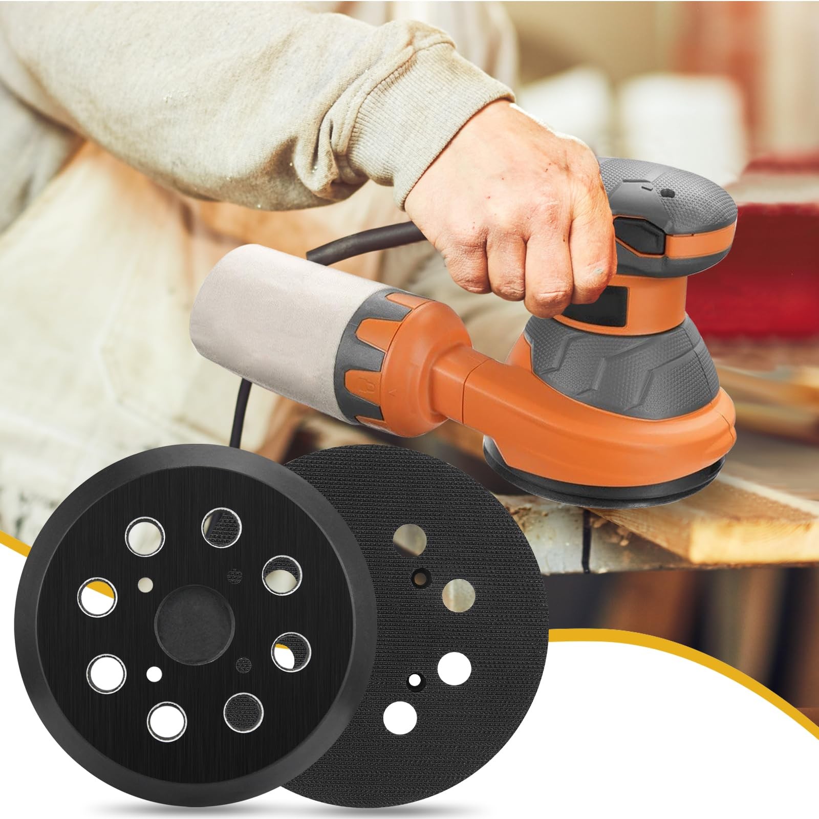5 Inch Orbital Sander Pads 8 Hole Hook Loop Replacement for Ridgid Ryobi Milwauk
