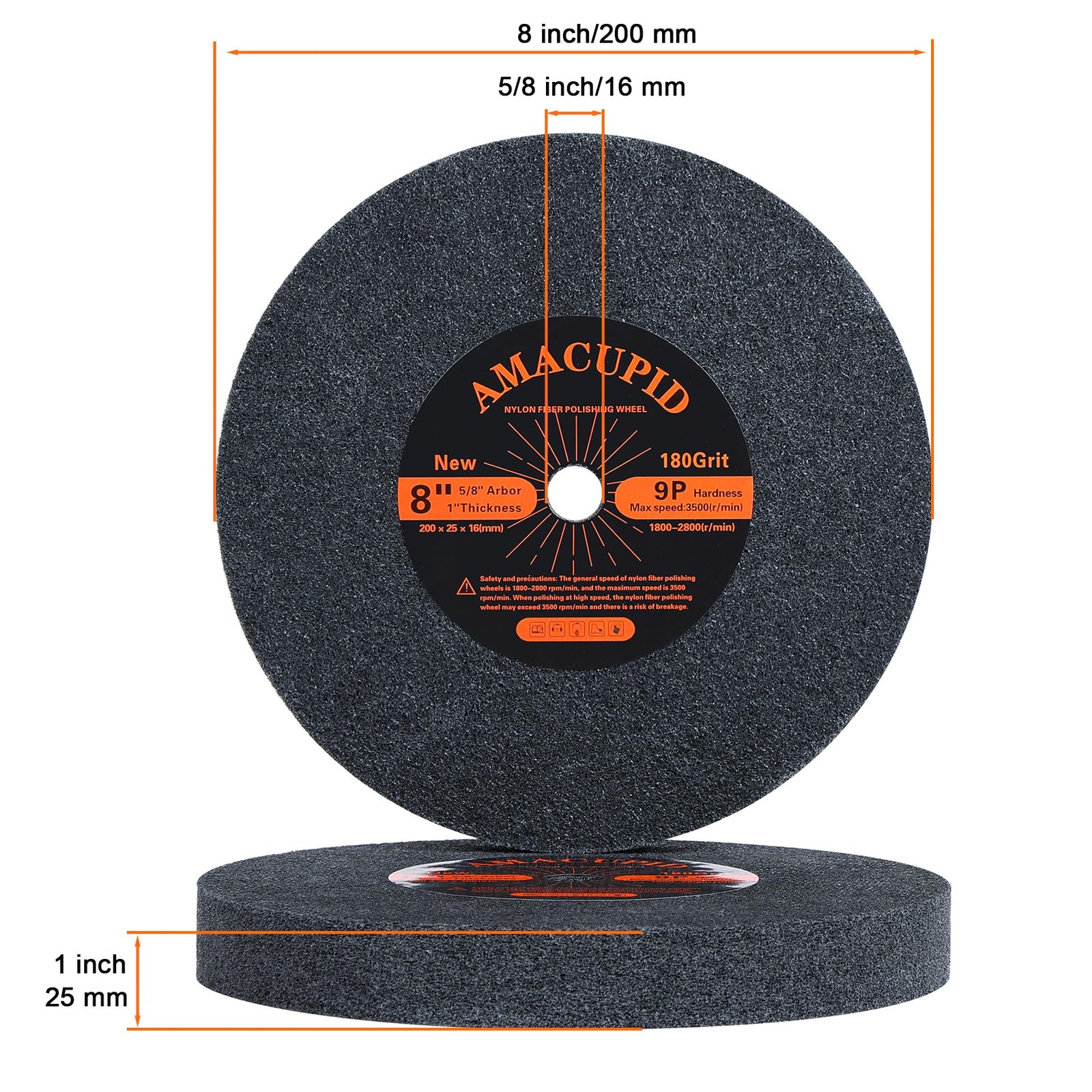 Deburring Wheels, Nylon Fiber Buffing Wheel 8 inch 9P Hardness. Polishing Sta…
