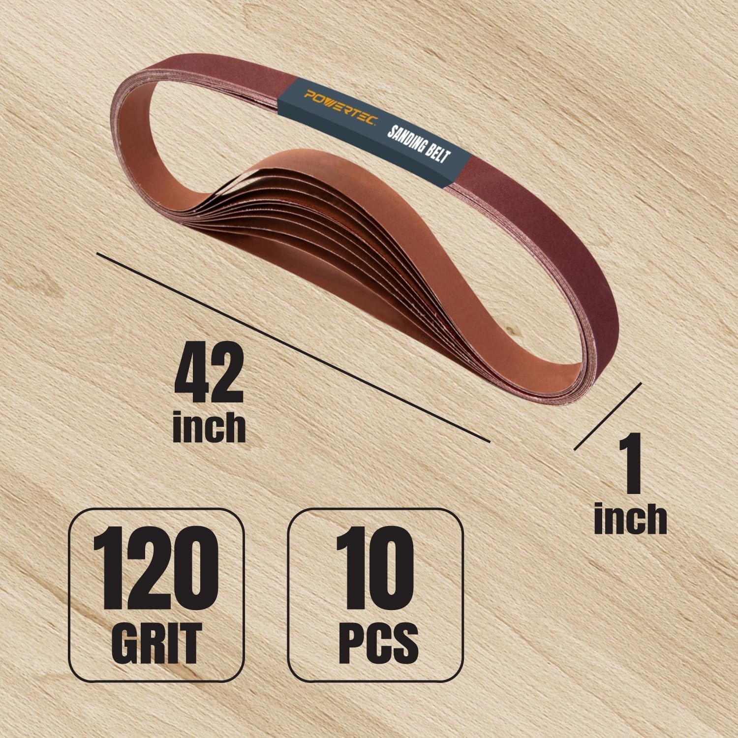 10-Pack 1×42 Inch 120 Grit Aluminum Oxide Sanding Belts – Heavy Duty Performance