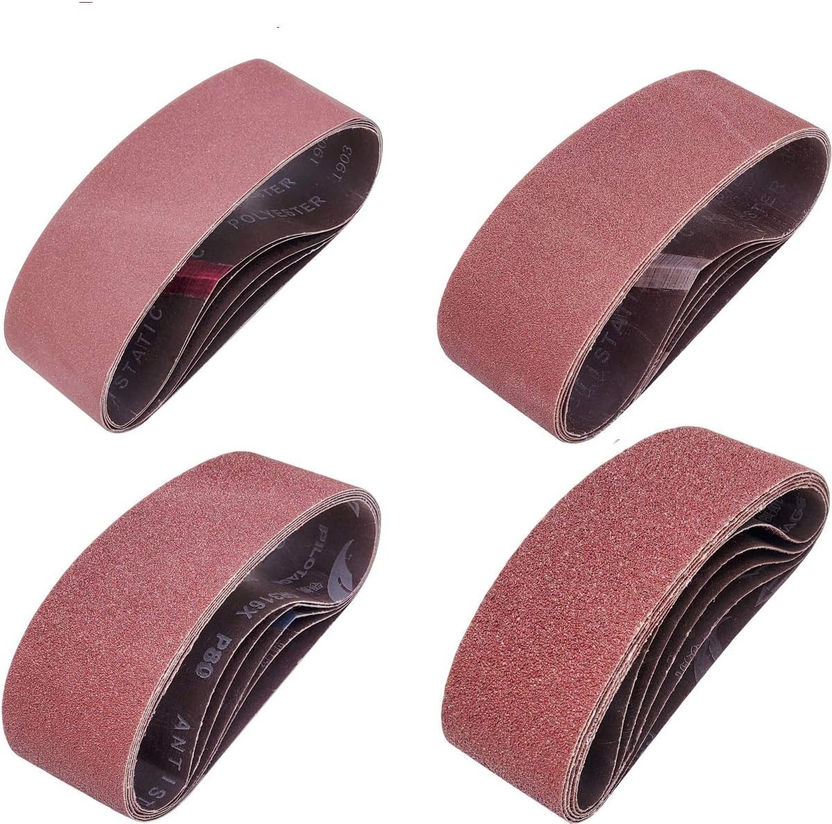 20 PCS 3 inch x 24 inch Abrasive Sanding Belts – 5 Each of 40 80 120 240 Grit…