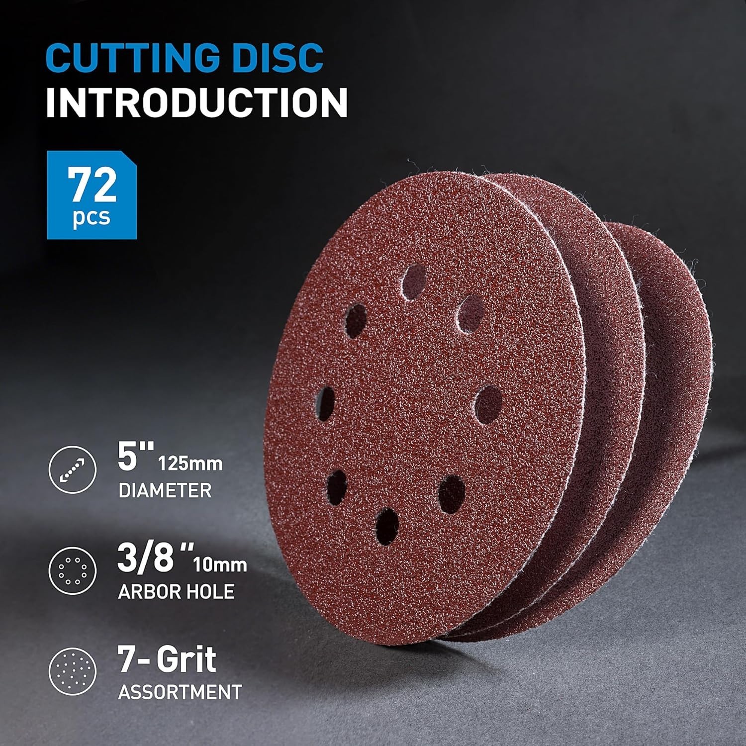 5-Inch 72 PCS Sanding Discs with Hook and Loop – Ideal for DIY & Professionals