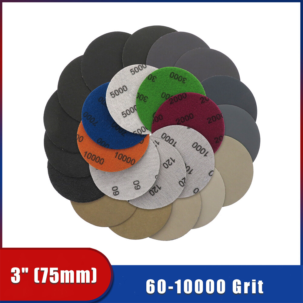 3″ 75mm Round Sandpaper Sheet Wet And Dry Sanding Discs Polishing 60-10000 Grit