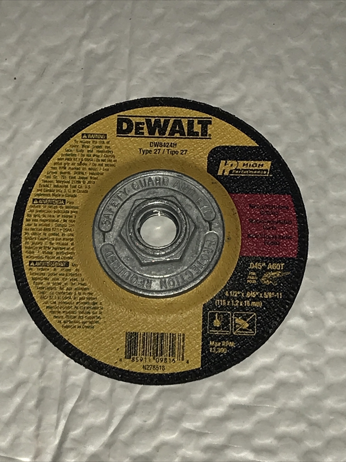 10 PACK – DeWalt DW8424H 4-1/2″ x .045″ x 5/8″-11 Metal/Stainless (CP1002484)
