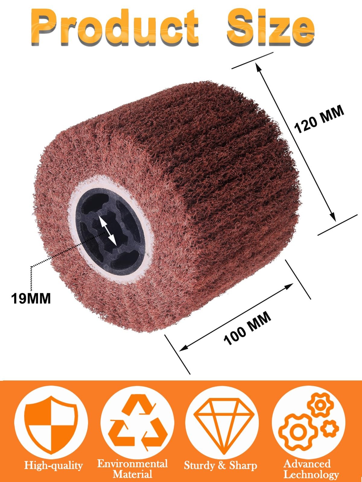 2 PCS 4.7″x4″ 40 Grit Abrasive Drawing Wheel Drum Metal Polishing 3/4″ Keyway