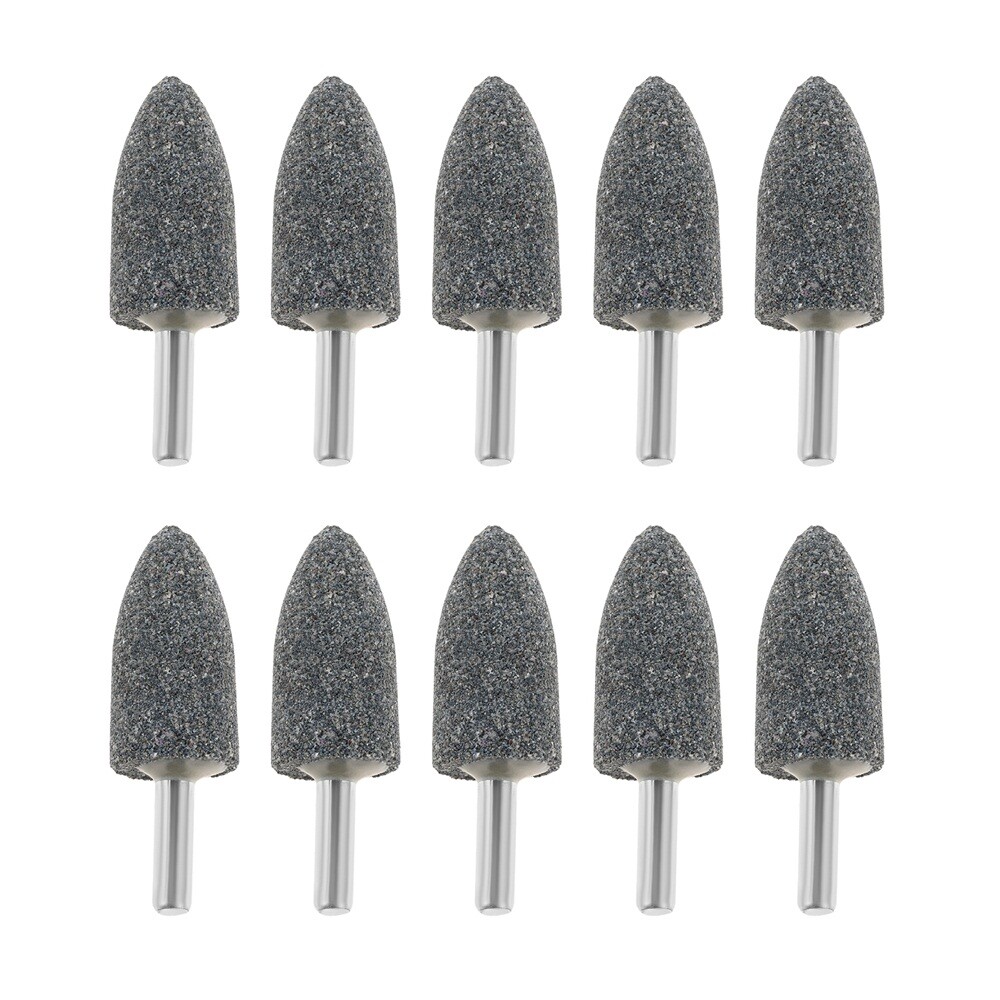 10PC Cone Shape Grinding Stones 20mm Aluminium Oxide Fit Electric Rotary Tool