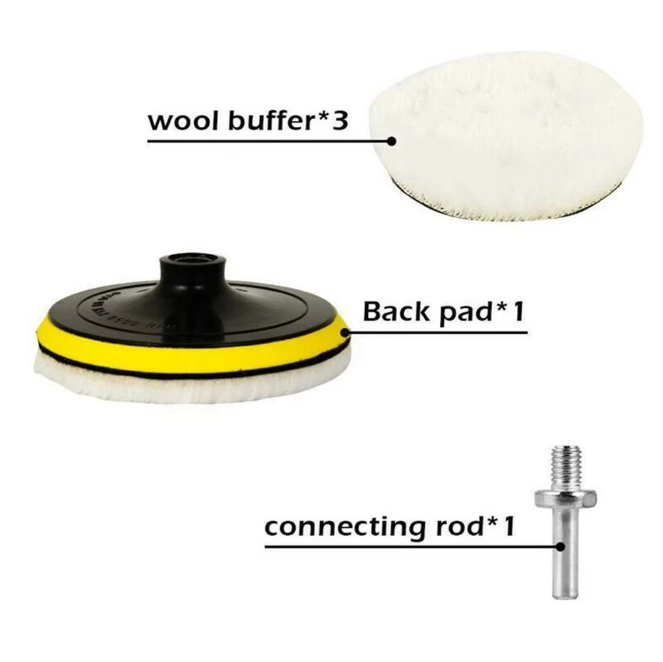 5pcs 4-Inch Flocking Sanding & Polishing Disc Set for Drill Buffing