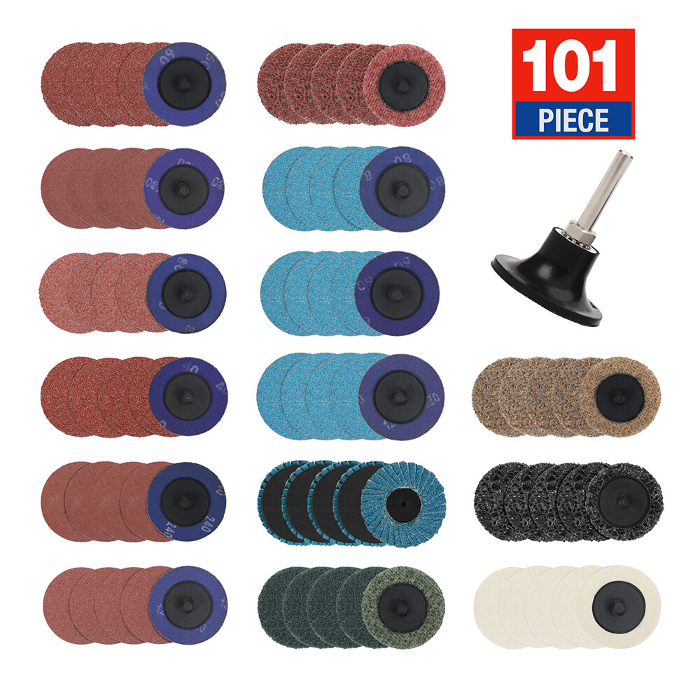 WORKPRO 101PC Sanding Discs Set 2″ Disc w/1/4″ Holder Surface Conditioning Discs