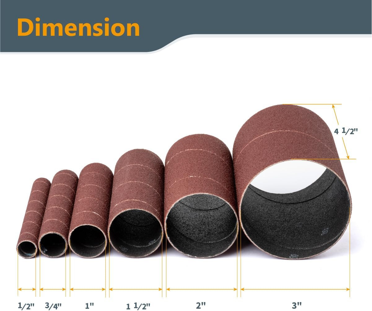 11240 4.5 Inch Sanding Sleeves for Spindle Sander in 6 Sizes