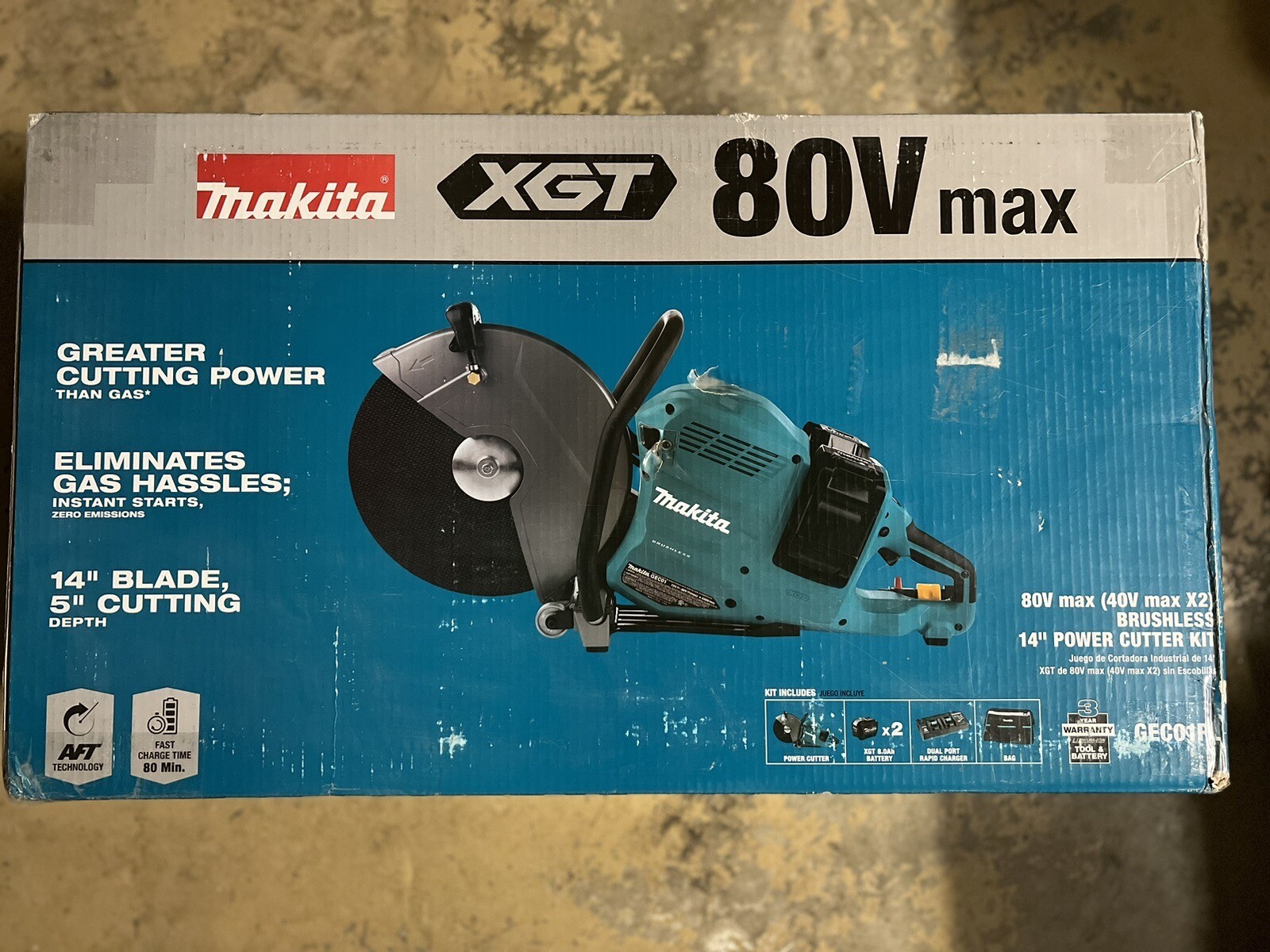 Makita 80V MAX (40V MAX X2) XGT Brushless Cordless 14″ 8.0 Ah Power Cutter Kit