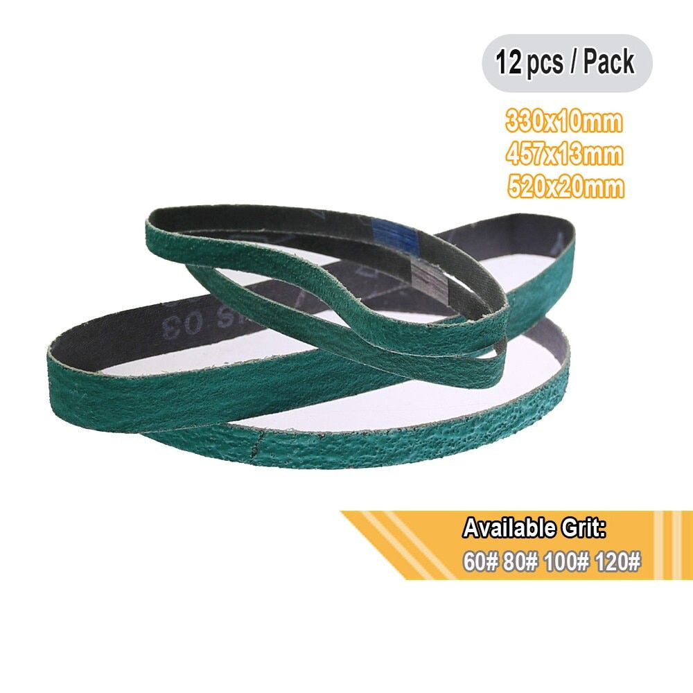 12 Pcs Z/A Abrasive Sanding Belt Mini Size 40# 60# 80# 120# for Knife Grinding