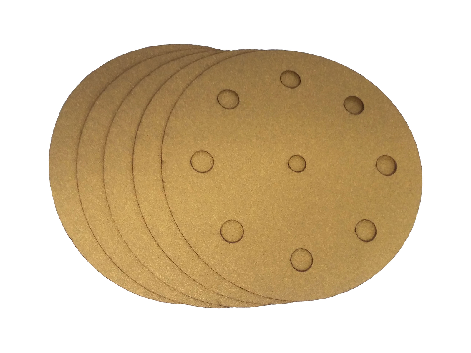5 Inch X 9 Hole Gold Hook and Loop Grip Sanding Discs (25 Pack, 150 Grit)