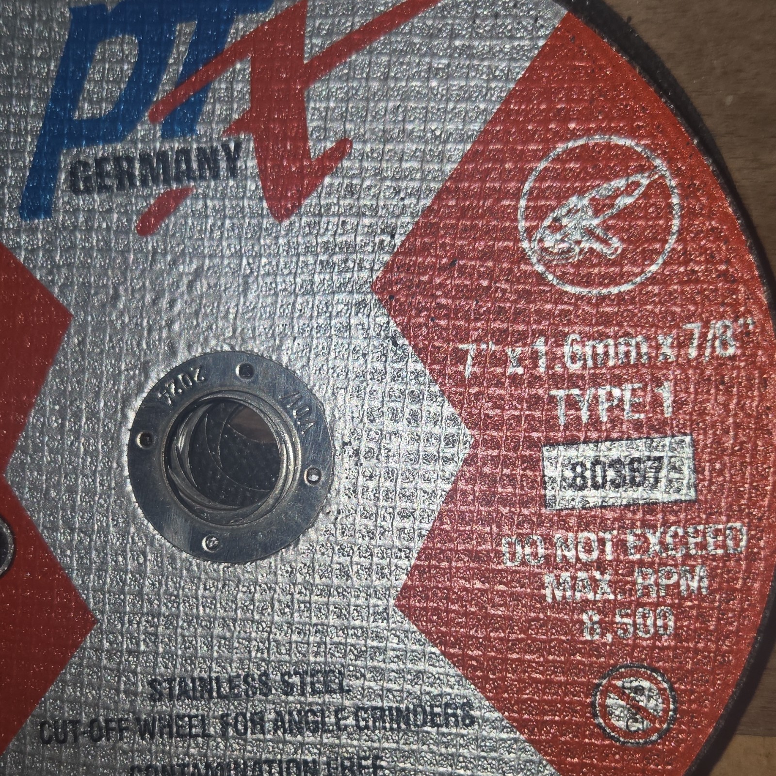 PTX Type 1 Cut-Off Wheel 7in x 1.6mm for Angle Grinder Stainless Steel 80367