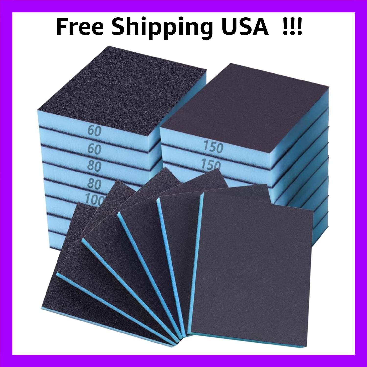 16 Pack Sanding Sponge, 60 80 100 120 150 180 240 320 Coarse Medium Fine Grit…